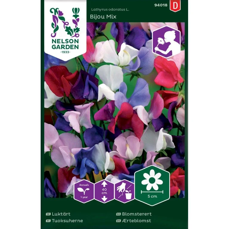 Lav Ærteblomst 'Bijou' Mix Lathyrus Odoratus L. 'Bijou' Mix 1 Lav Ærteblomst 'Bijou' Mix Lathyrus Odoratus L. 'Bijou' Mix