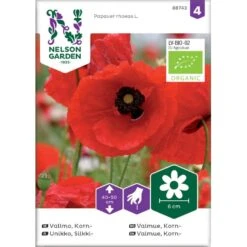 Kornvalmue Øko Papaver Rhoeas L. Frøpose, Antal Pr. Pakke, Ca. 25 Stk.