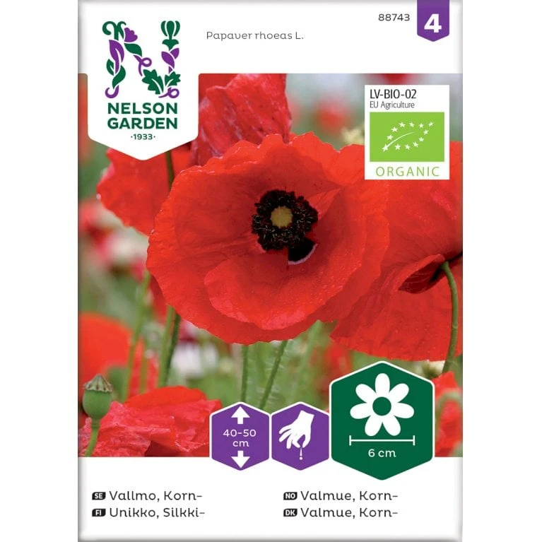 Kornvalmue Øko Papaver Rhoeas L. Frøpose, Antal Pr. Pakke, Ca. 25 Stk. 1 Kornvalmue Øko Papaver Rhoeas L. Frøpose, Antal Pr. Pakke, Ca. 25 Stk.