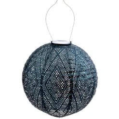 Solcelle Lanterne Ikat Mørkeblå Lumiz Solcelle Lanterne Ikat Rund 30 Cm